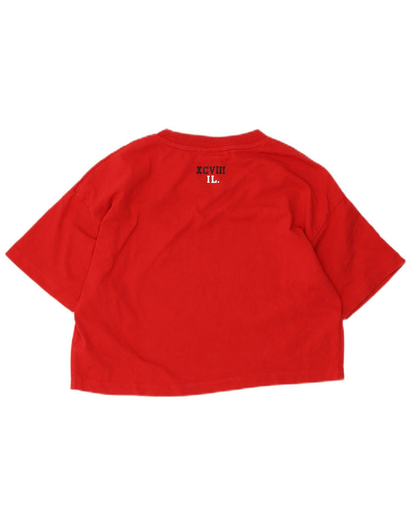 Superdry Femmes Crop Graphic T-Shirt Top UK 10 Petit Rouge Coton