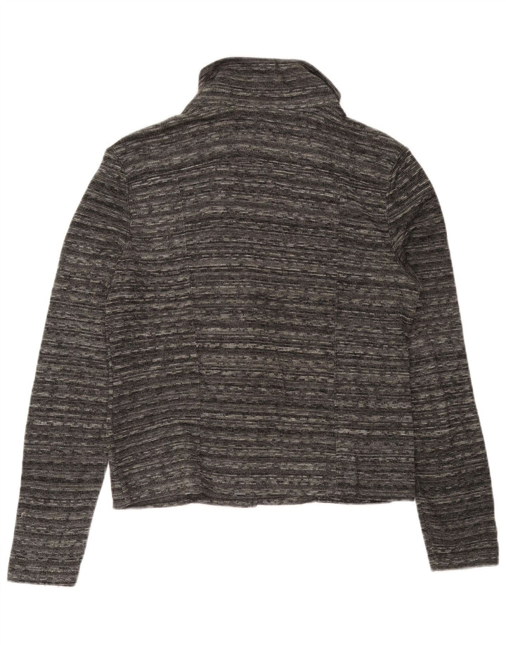 CALVIN KLEIN Pull Cardigan Femme UK 14 Gris Moyen Acrylique Moucheté