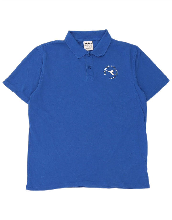 Diadora Polo Homme Bleu Moyen Coton