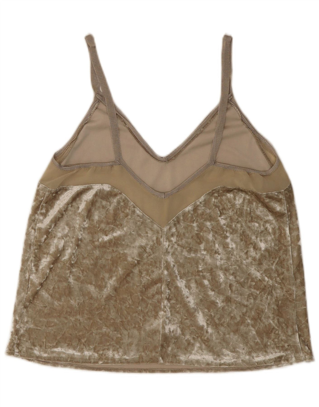 Zara Womens Crop Velvet Cami Top UK 12 Beige Moyen
