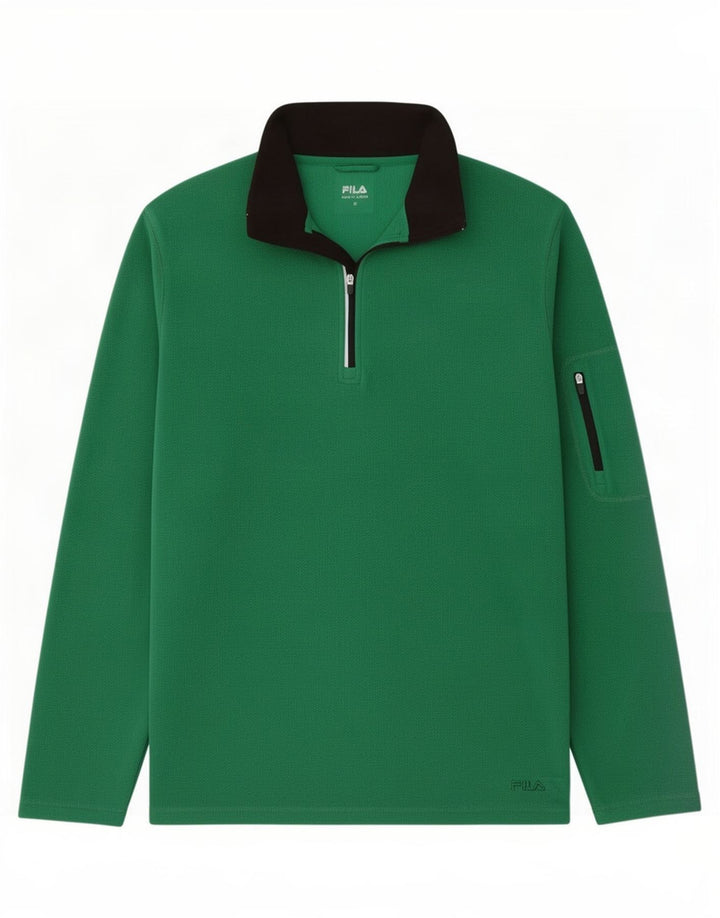 Fila Pull Polaire à Col Zippé Homme Vert Moyen Polyester