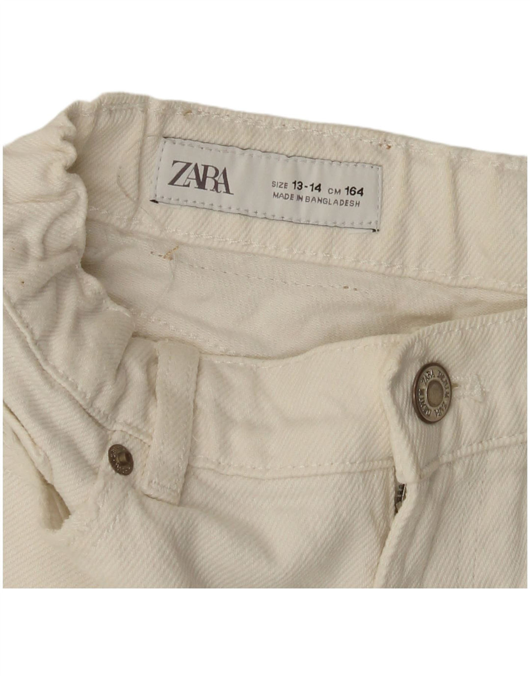 ZARA Short en jean vieilli pour fille 13-14 ans W26 Blanc cassé