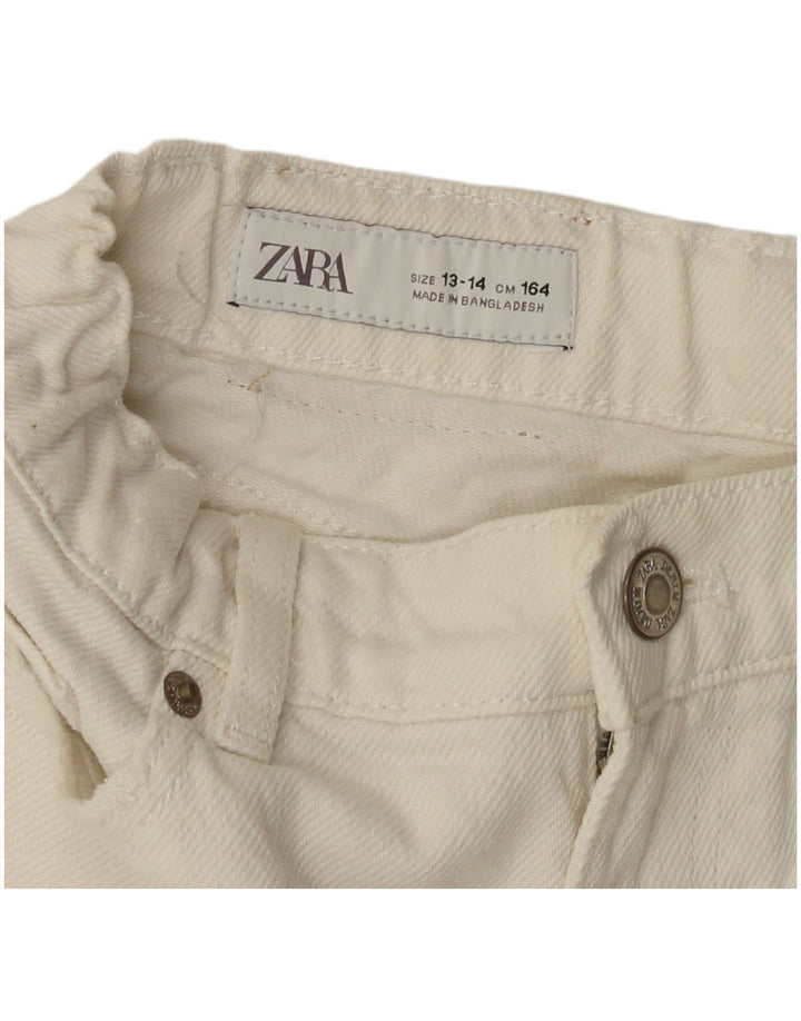 ZARA Short en jean vieilli pour fille 13-14 ans W26 Blanc cassé
