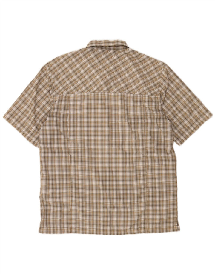 MC Kinley Chemise à manches courtes pour hommes en polyester à carreaux kaki moyen