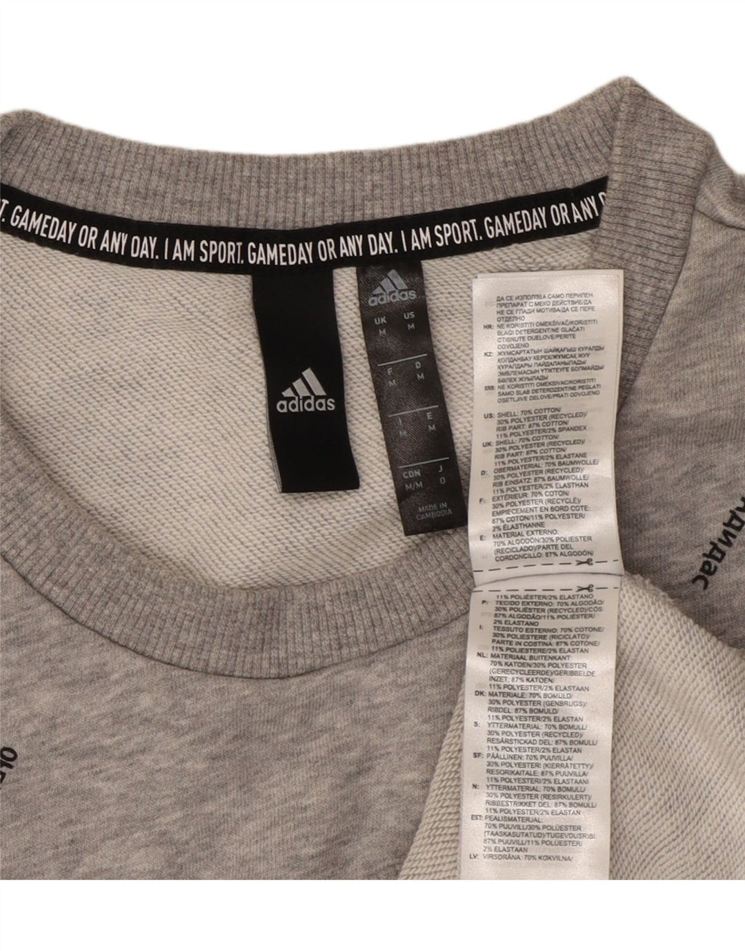 ADIDAS Sweat-Shirt Graphique Homme Gris Moyen Coton