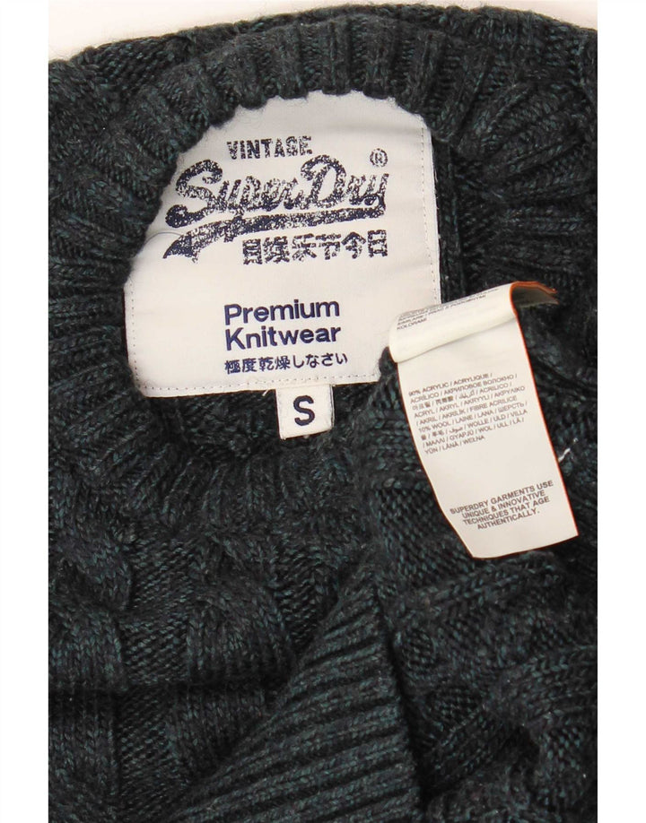 Superdry Pull à col rond pour homme Petit Bleu Marine Acrylique