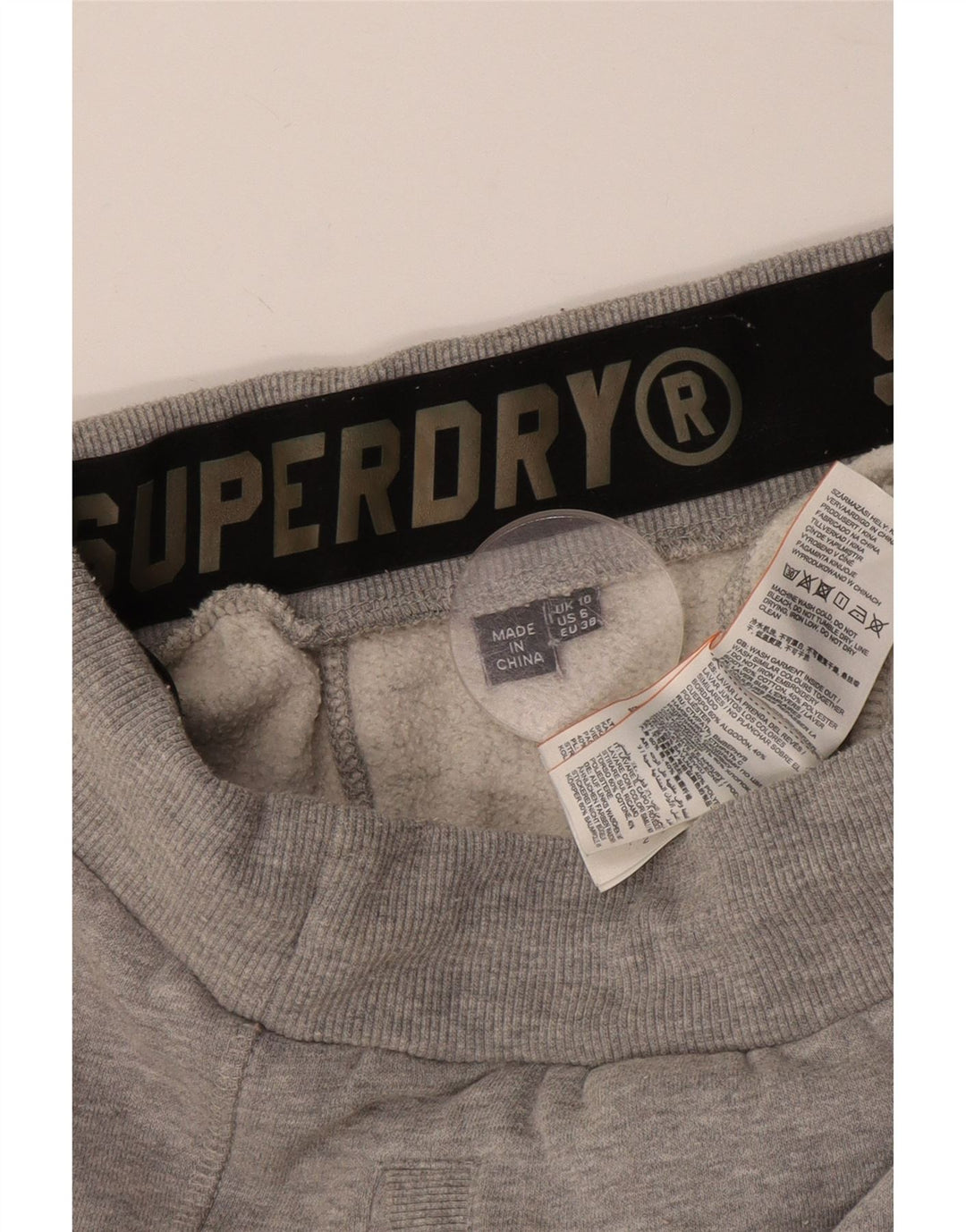 SUPERDRY Pantalon de survêtement pour femme Joggers UK 10 Small Gris Coton