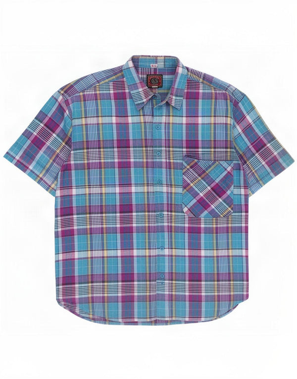 Mondial Chemise à manches courtes pour homme en coton à carreaux multicolore moyen