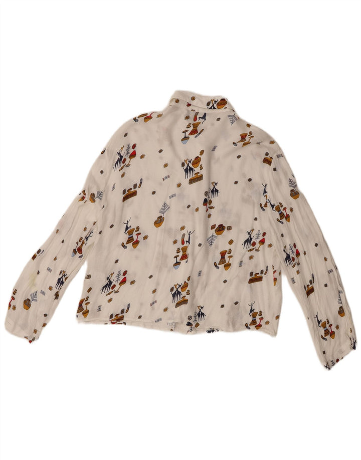 Zara Chemise transparente pour femme UK 6 XS Viscose géométrique blanche