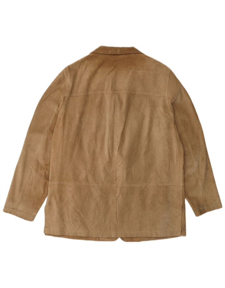 veste en daim femme vintage IT 42 cuir beige moyen
