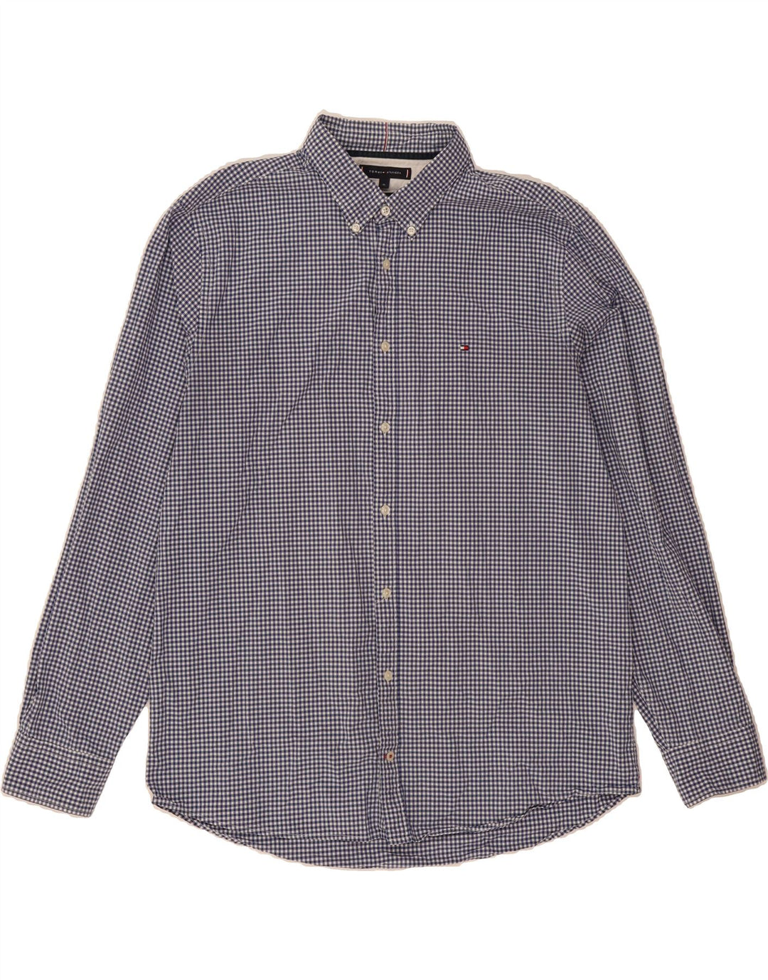 TOMMY HILFIGER Mens Regular Fit Shirt XL Blue Gingham Cotton Vintage Tommy Hilfiger and Second-Hand Tommy Hilfiger from Messina Hembry 