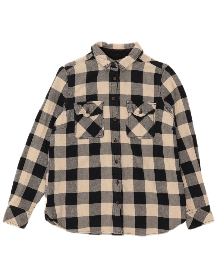 Roots Canada Chemise en flanelle pour femme UK 14 en coton vichy noir moyen