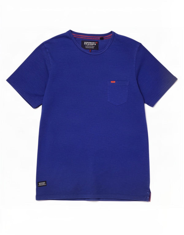Superdry T-Shirt Top XL Bleu Moucheté Coton Homme