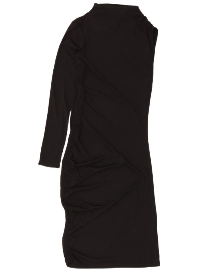 Zara Femme Robe Une Épaule UK 8 Petit Noir Polyester