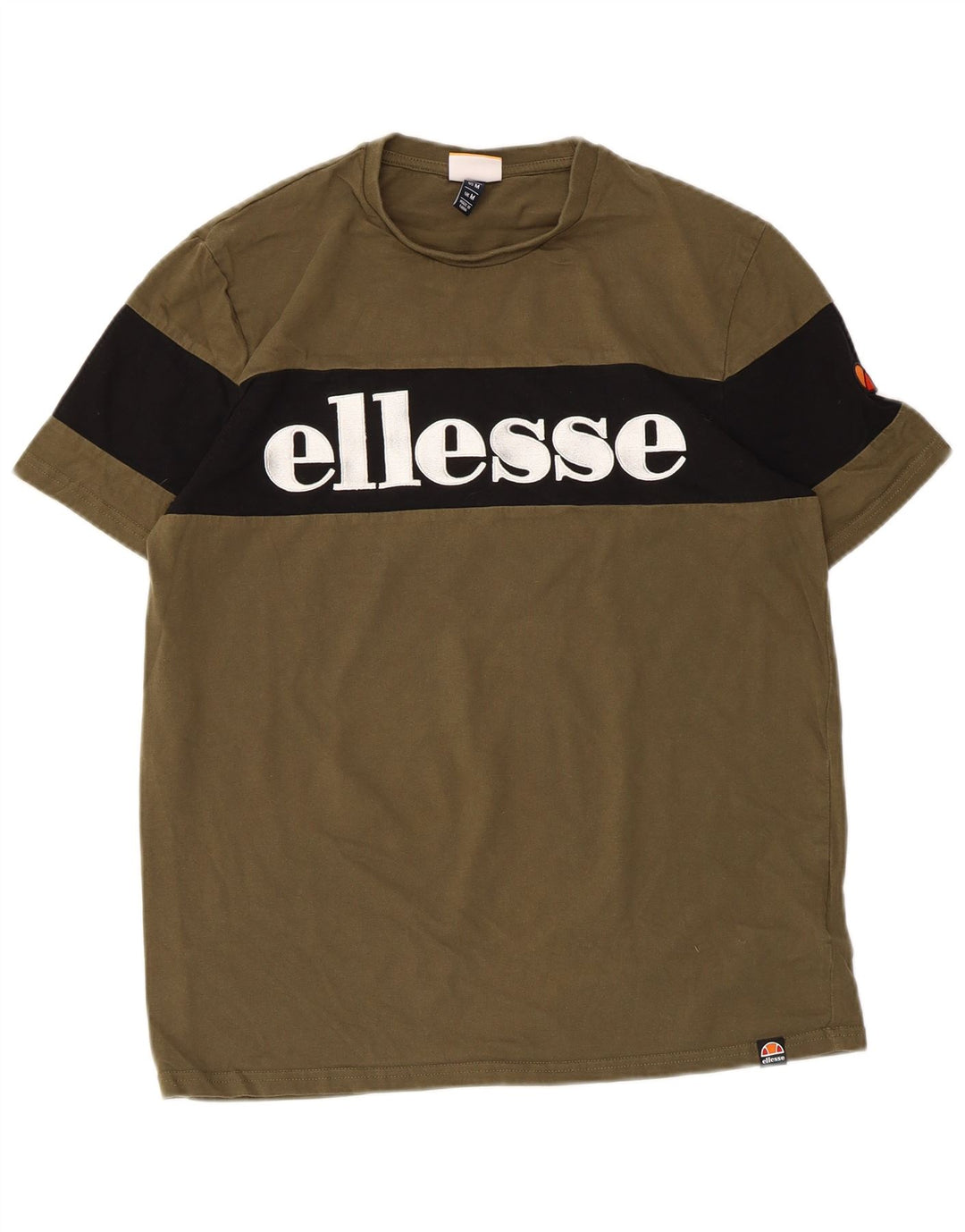 Ellesse T-shirt graphique en coton color block moyen kaki homme