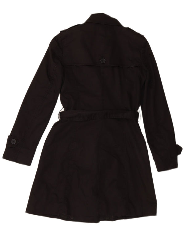 ZARA Femme Trench Coat UK 6 XS Coton Noir