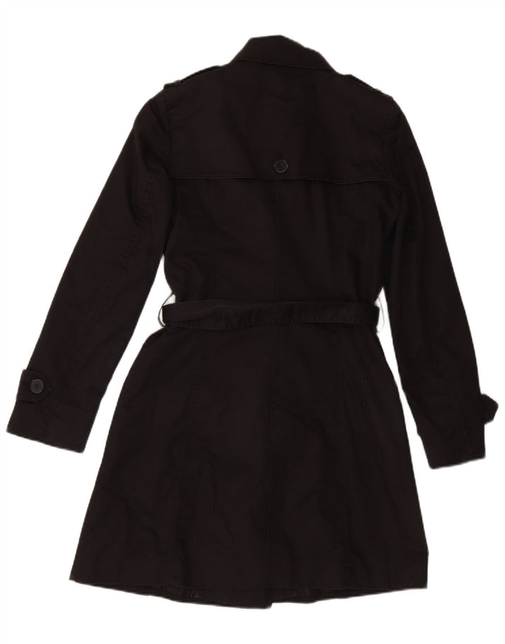 ZARA Femme Trench Coat UK 6 XS Coton Noir