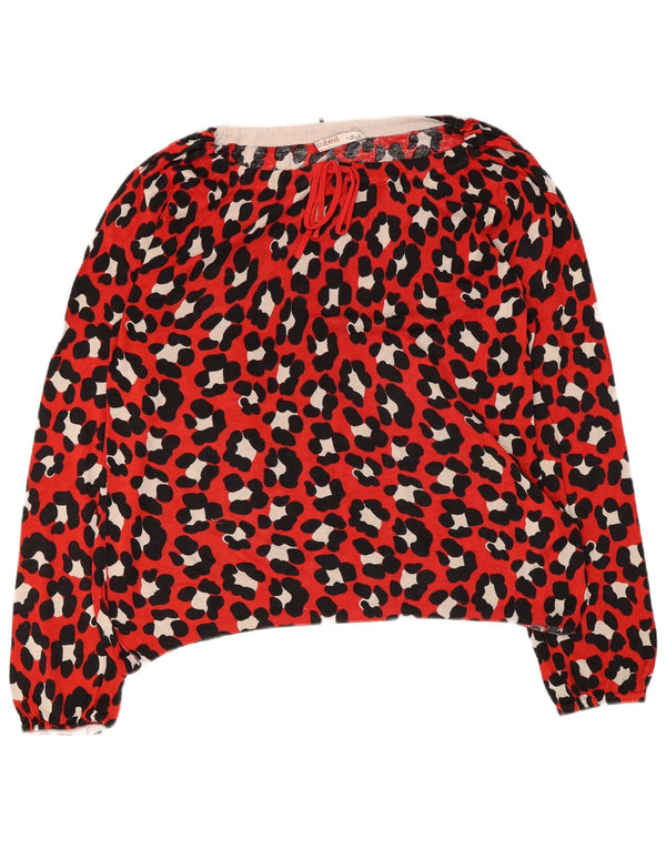 Liu Jo Chemisier à manches longues pour femme UK 42 Soie imprimé animal rouge moyen