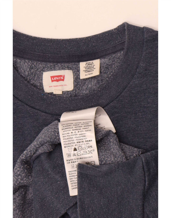 Levi's Graphic Sweatshirt Jumper XL Homme Bleu Marine Moucheté Coton