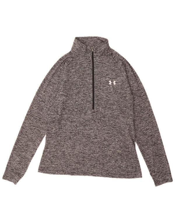 Under Armour Heat Gear Haut à manches longues pour femme UK 14 Large Gris Polyester