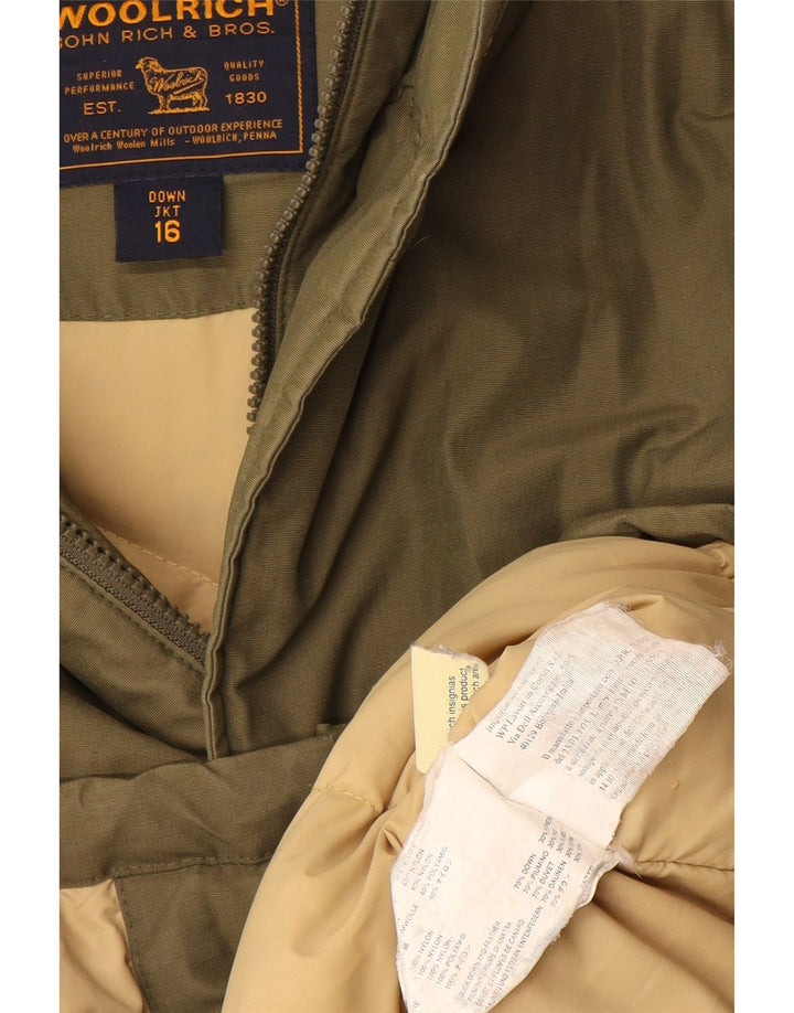 Woolrich Veste matelassée à capuche pour garçon 15-16 ans Vert Coton