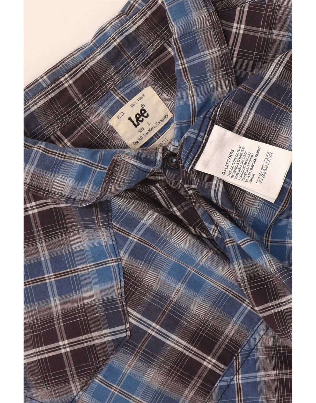 Lee Chemise Slim Fit Homme Grand Carreau Bleu Coton