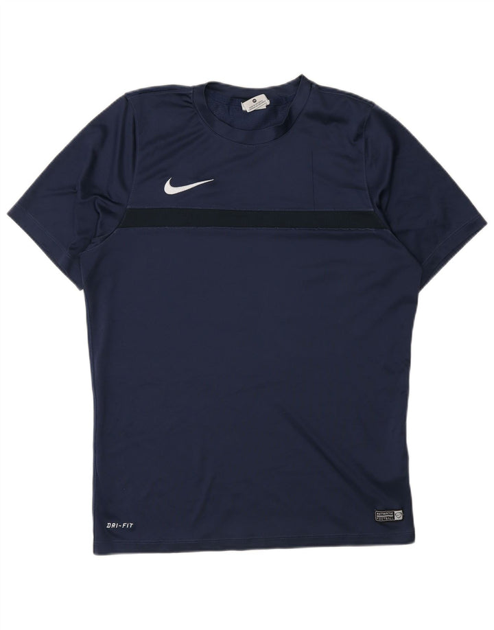 Nike Hommes Dri Fit T-Shirt Haut Bleu Marine Moyen Polyester