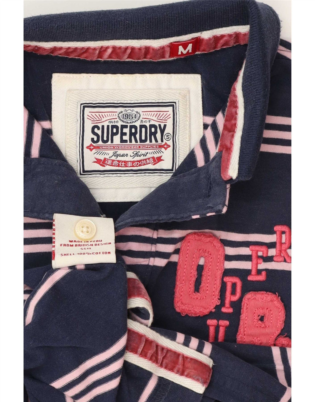 Superdry Polo Graphique Homme Bleu Marine Moyen Rayé Coton