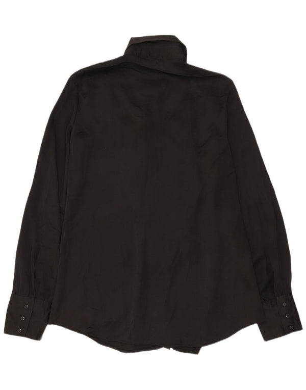 Benetton Chemise à volants sur le devant pour femme UK 44 Noir moyen