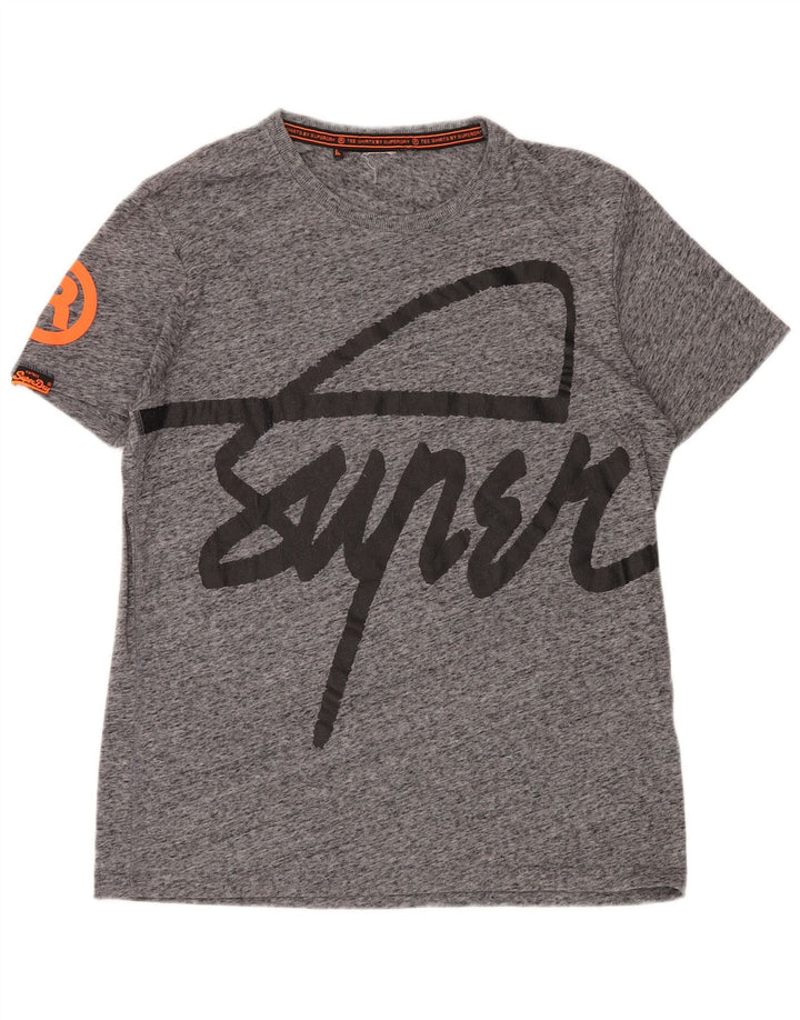 SUPERDRY T-Shirt Graphique Homme Top 2XL Gris Moucheté