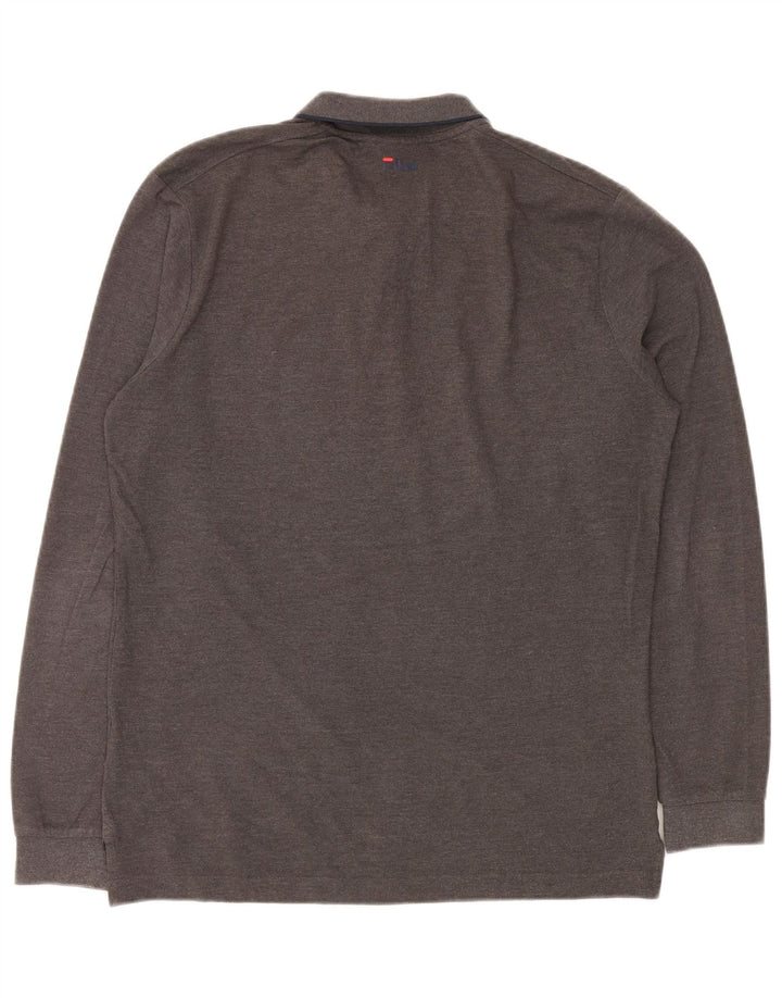 Fila Polo à manches longues pour homme 2XL Gris Coton