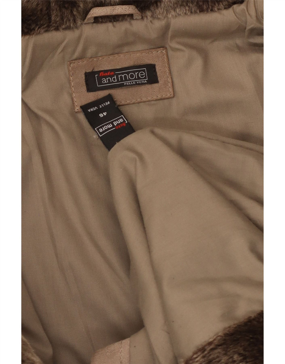 Bata and More Veste à capuche en daim pour femme IT 46 Grand cuir beige