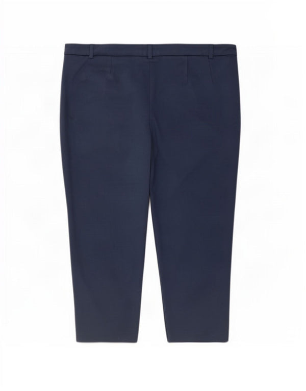 Marks & Spencer Pantalon Capri Femme UK 22 3XL W44 L20 Bleu Viscose