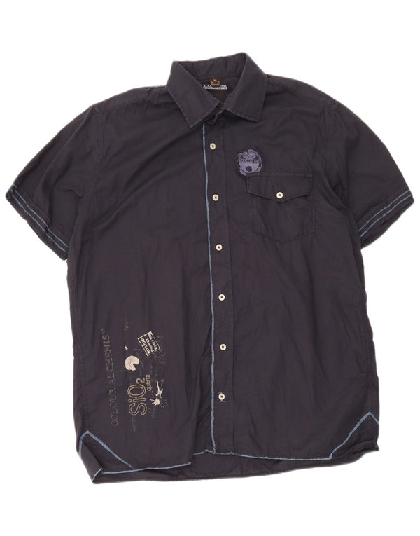Napapijri Chemise Graphique à Manches Courtes Homme XL Bleu Marine Coton