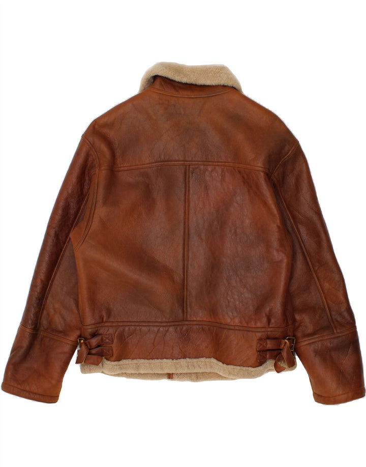 VINTAGE Veste en peau de mouton pour homme IT 52 XL en peau de mouton marron