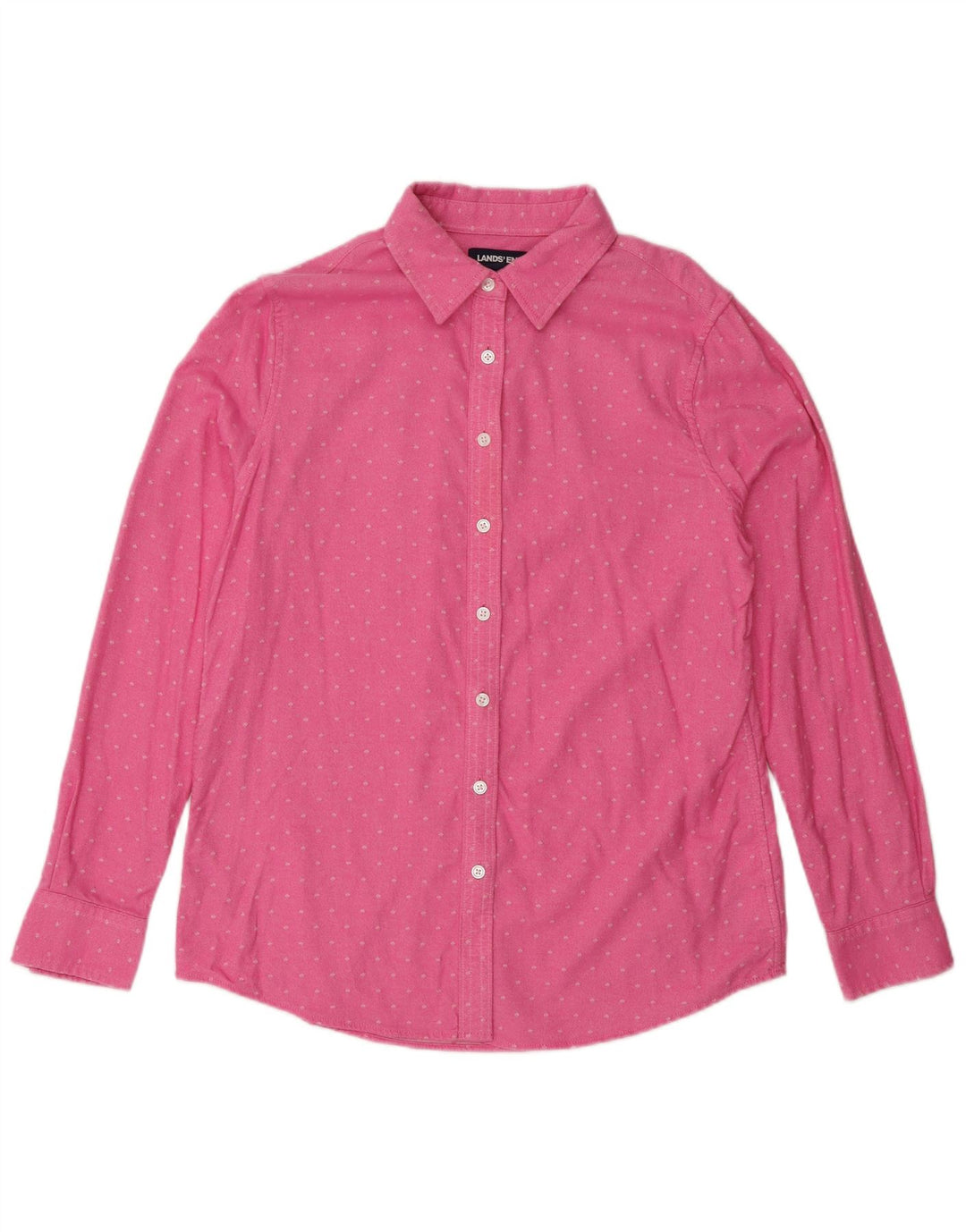LANDS END Chemise Femme UK 12 Coton Rose Moyen à Pois