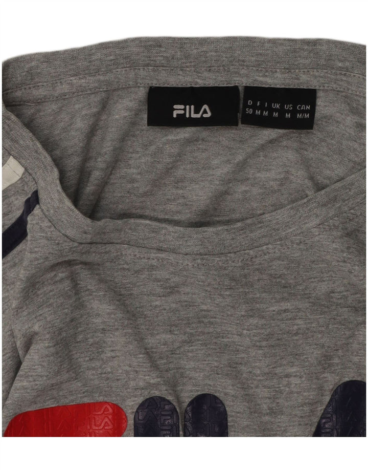 FILA T-Shirt Graphique Homme Gris Moyen Moucheté Coton