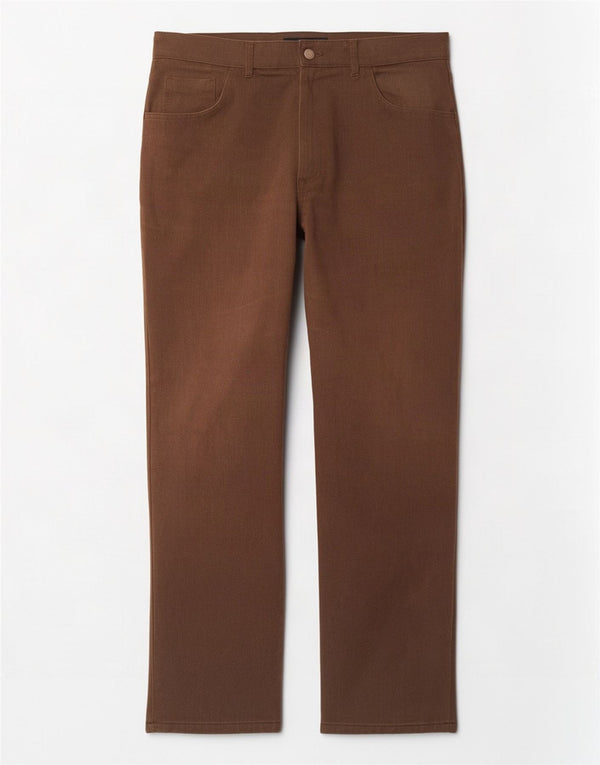 Zara Pantalon décontracté droit pour homme EU 46 XL W36 L31 Marron à chevrons