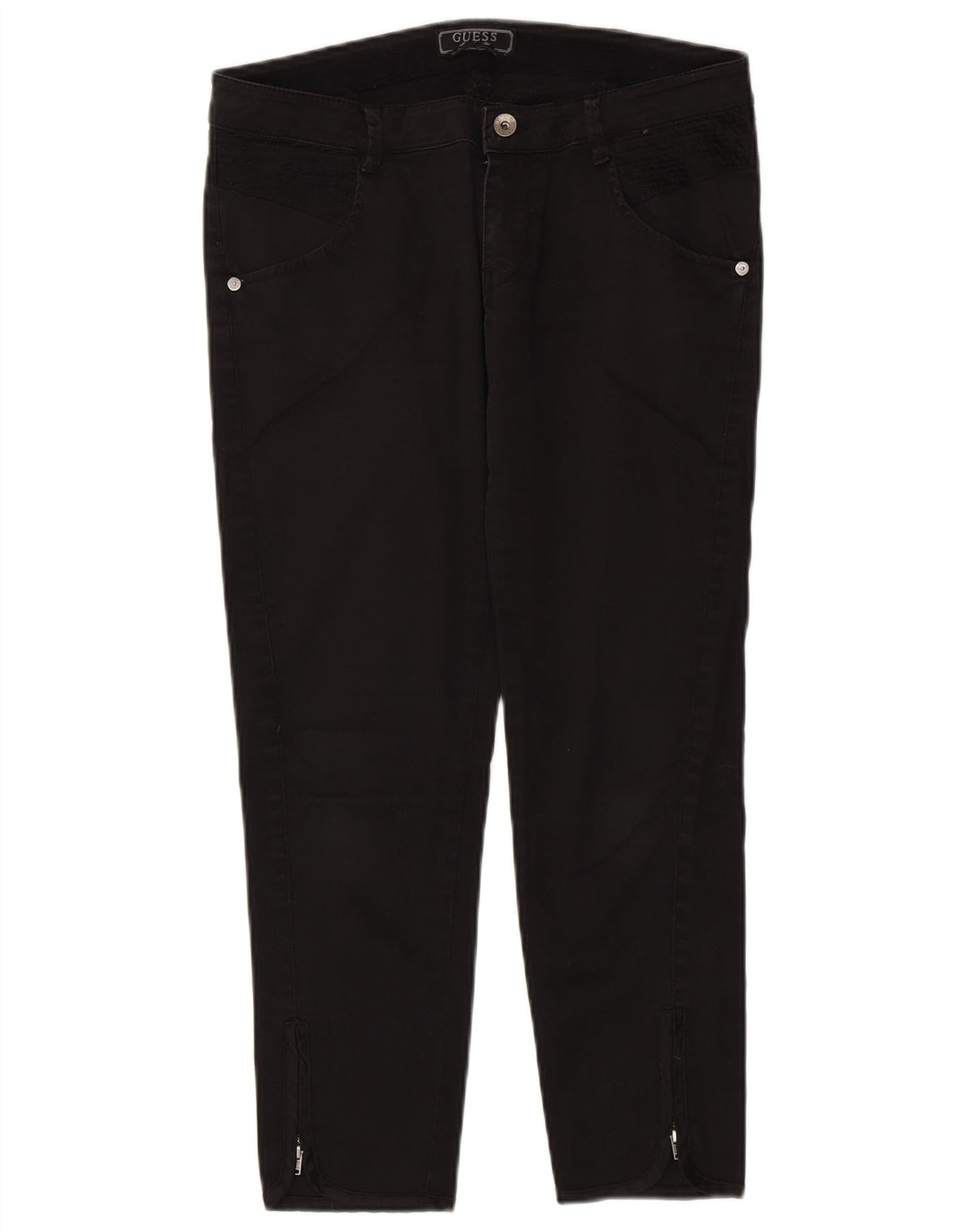 Guess Pantalon Court Femme W30 L25 Noir Coton