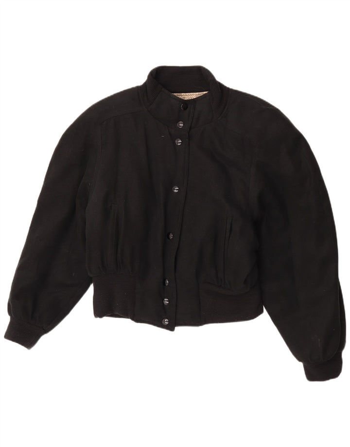 Veste Bomber Femme Vintage IT 44 Polyester Noir Moyen