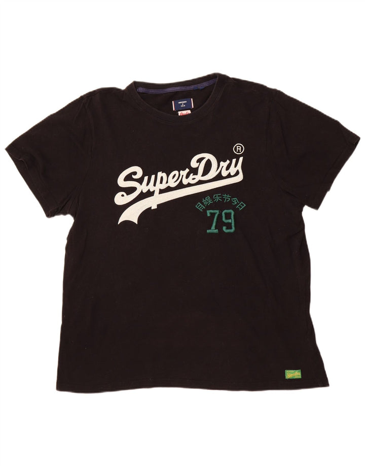 SUPERDRY T-Shirt Graphique Homme Top 2XL Noir Coton