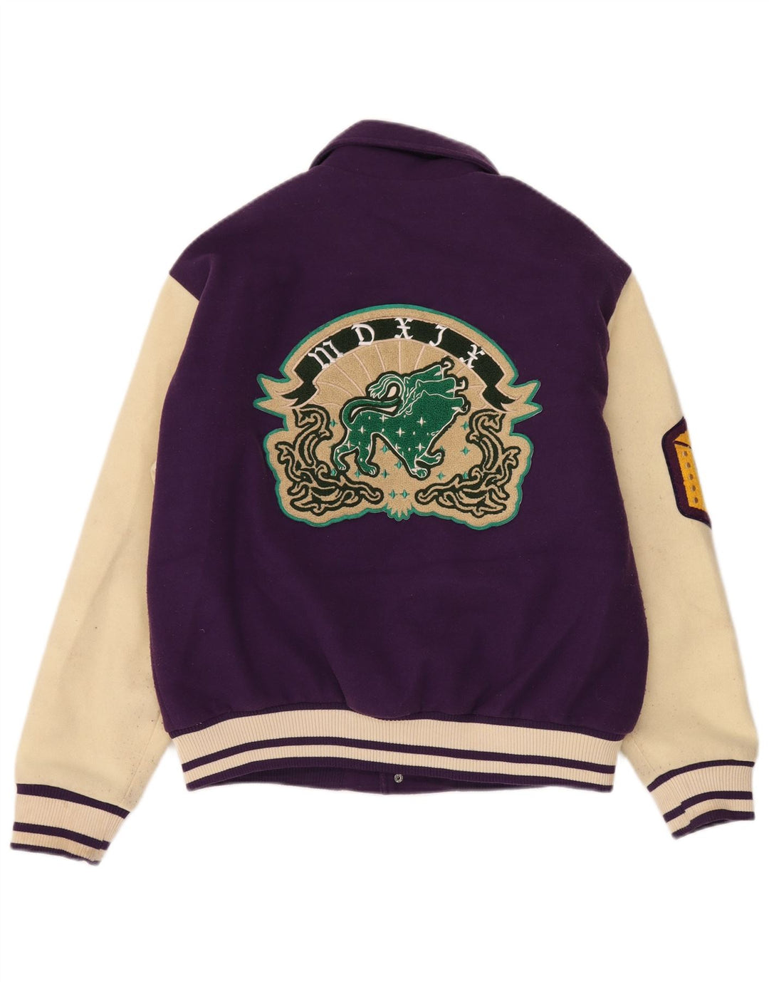 Zara Veste Varsity Graphique Pour Homme UK 38 Violet Moyen Polyester Colorblock