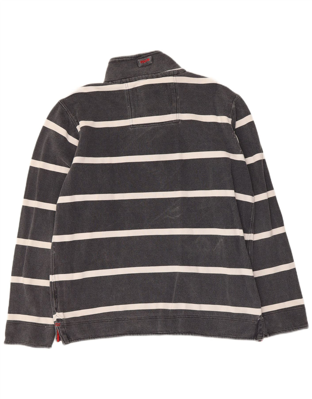 Crew Clothing Sweat-shirt à col boutonné pour homme Petit coton rayé gris