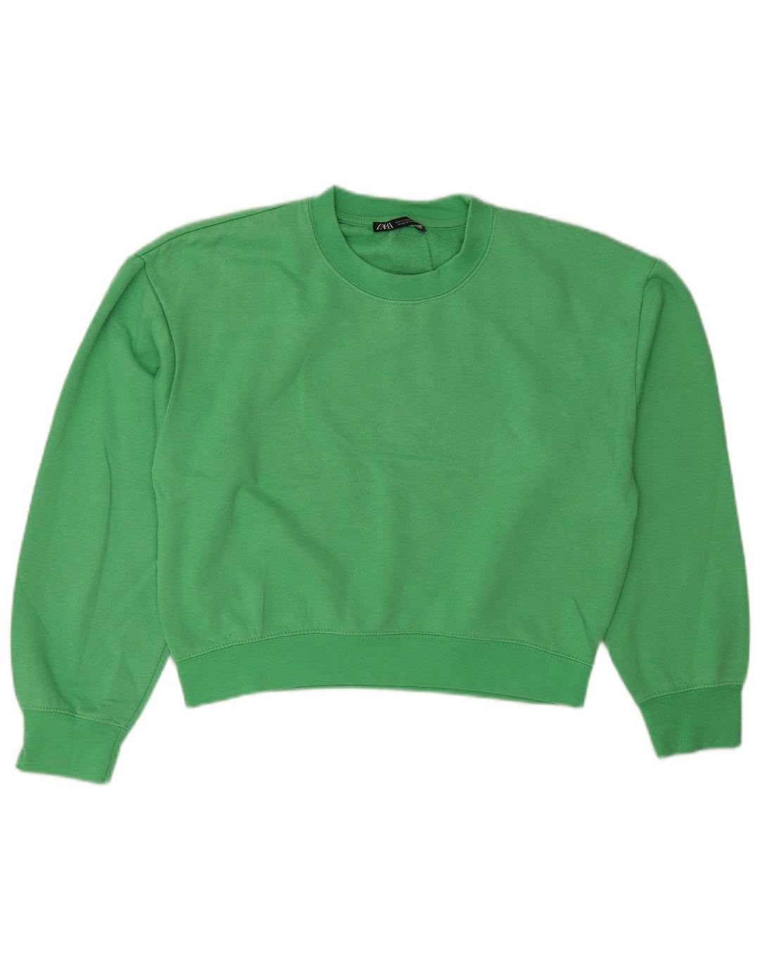 Zara Womens Crop Oversize Sweatshirt Jumper UK 10 Petit Vert Polyester