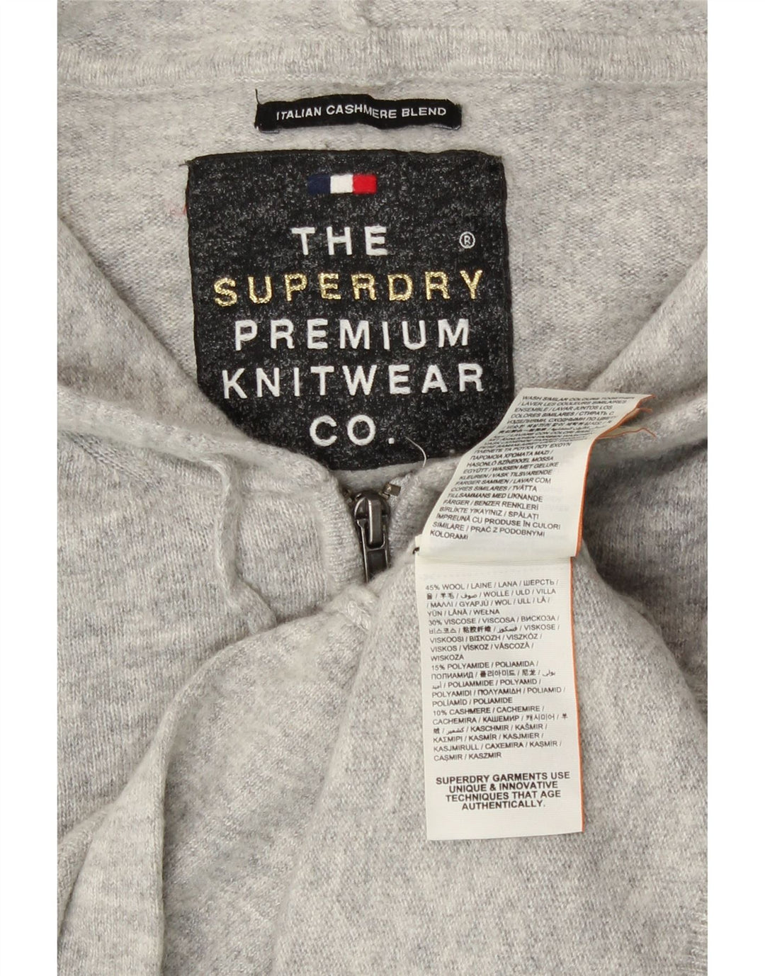Superdry Cardigan à capuche pour femme UK 14 en laine gris moyen