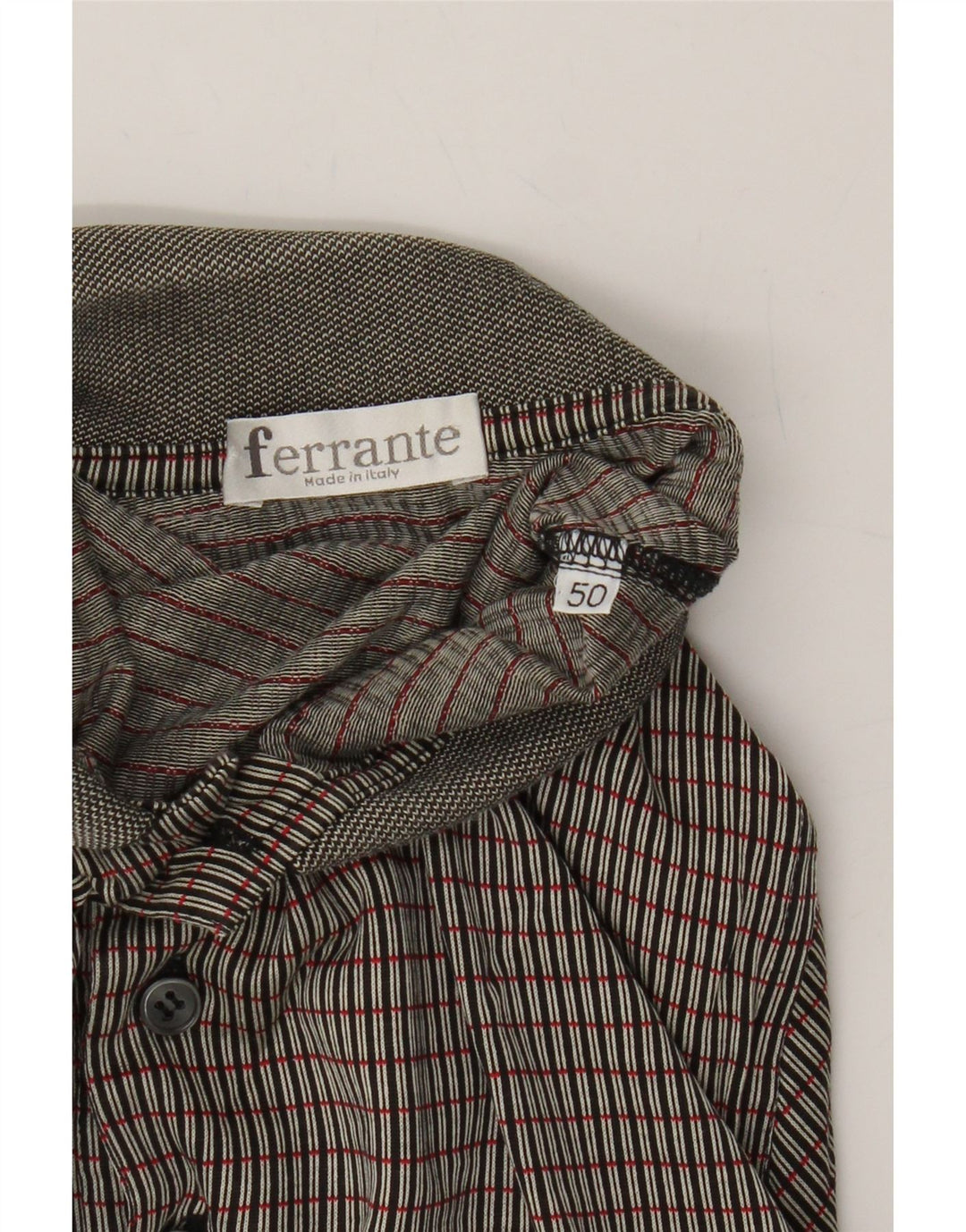 FERRANTE Mens Polo Shirt IT 50 Medium Grey Check Cotton Vintage Ferrante and Second-Hand Ferrante from Messina Hembry 
