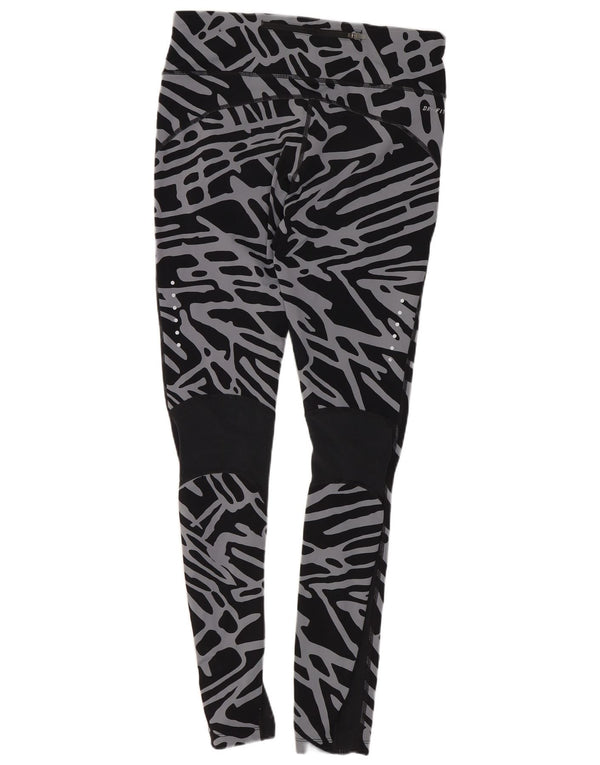 Nike Legging Dri Fit à motif abstrait pour femme UK 12 Nylon noir moyen