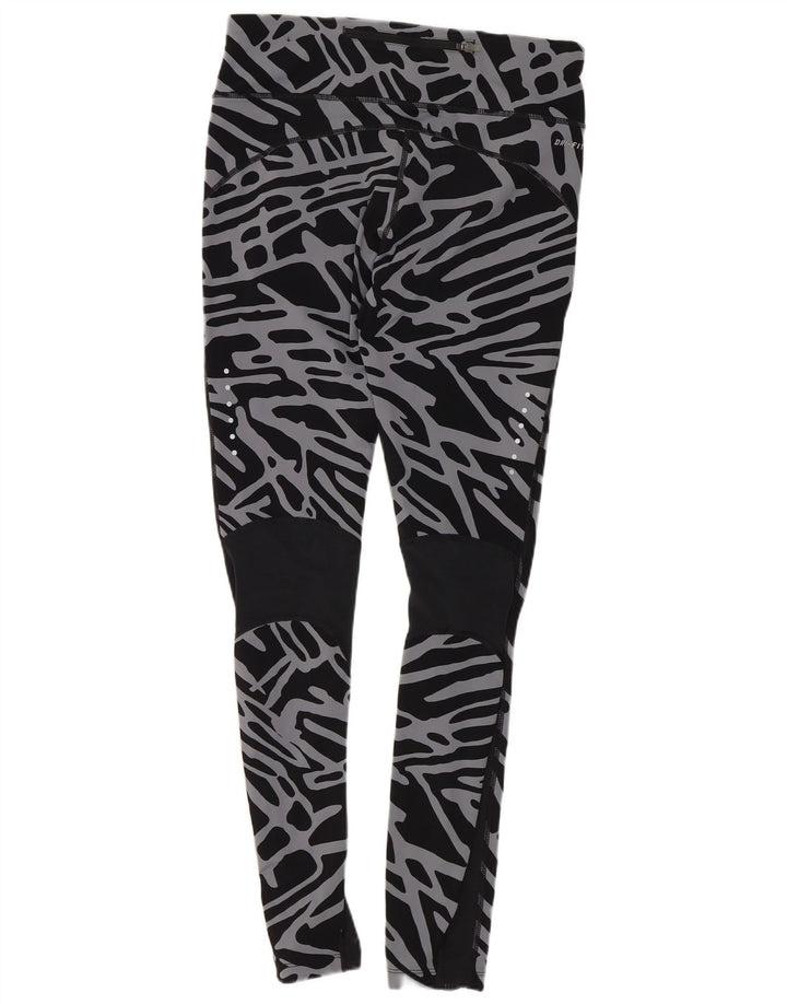 Nike Legging Dri Fit à motif abstrait pour femme UK 12 Nylon noir moyen