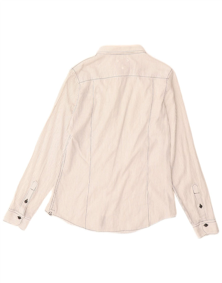 G-Star Chemise graphique pour femme UK 14 Coton à fines rayures blanc moyen