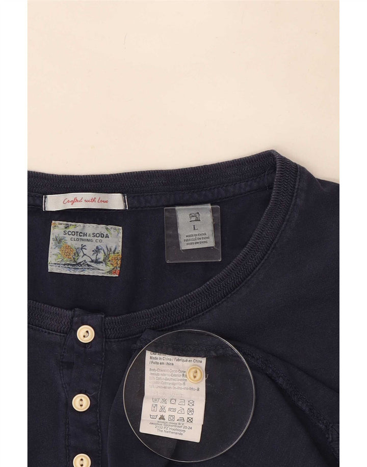 Scotch & Soda Haut à Manches Longues Homme Bleu Marine Large Coton
